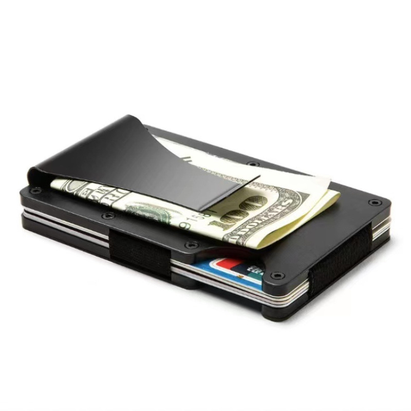 RFID Blocking Aluminum Metal Wallet Credit Card Holder With Money Clip