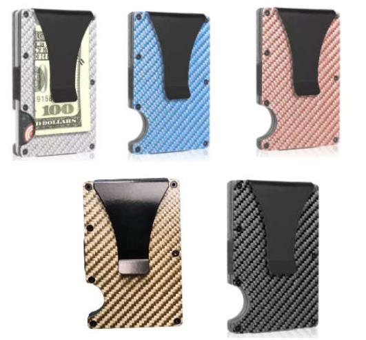 RFID carbon fiber Wallet Credit Card Holder With Money Clip