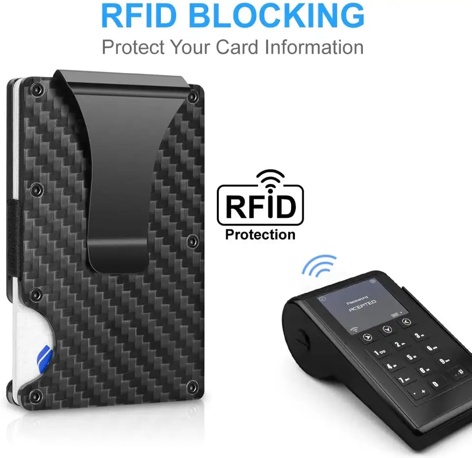 RFID carbon fiber Wallet Credit Card Holder With Money Clip